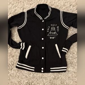 Fall Out Boy Womens Jacket Youth  Black Varsity Letterman Band Manhead FOB